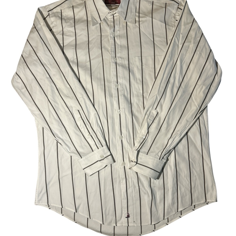 Nordstrom Classic 100% Long Staple COTTON Striped Men's Shirt Size 15 1/2